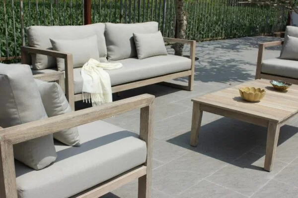 Renava Calm - Outdoor Grey + Acacia Sofa Set