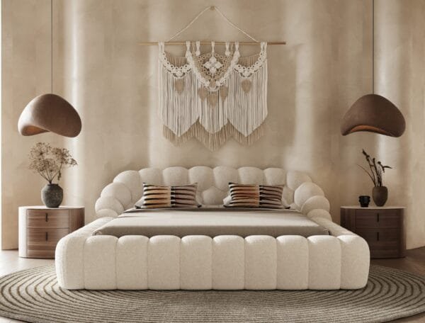 Divani Casa Yolonda - Modern Off-White Fabric Bed - Image 2