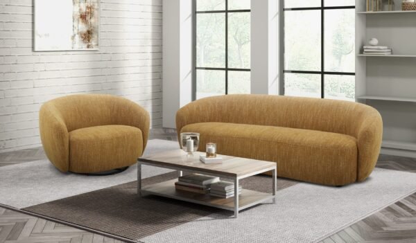 Divani Casa Norris - Modern Mustard Fabric Sofa - Image 4