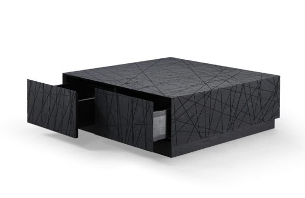 Modrest Kenda - Modern Black Oak Square Coffee Table With Storage - Image 2