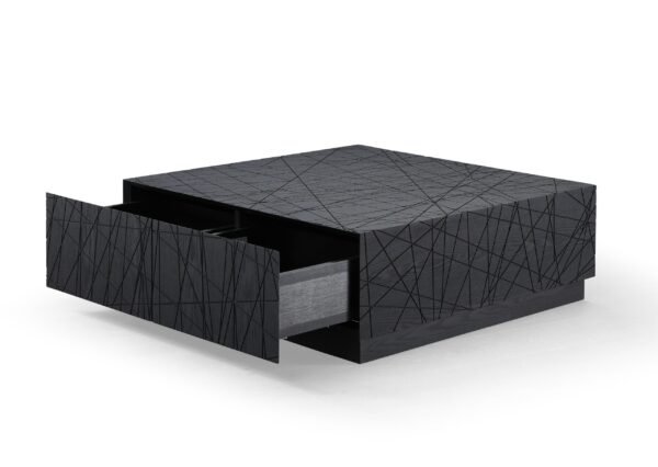 Modrest Kenda - Modern Black Oak Square Coffee Table With Storage - Image 3