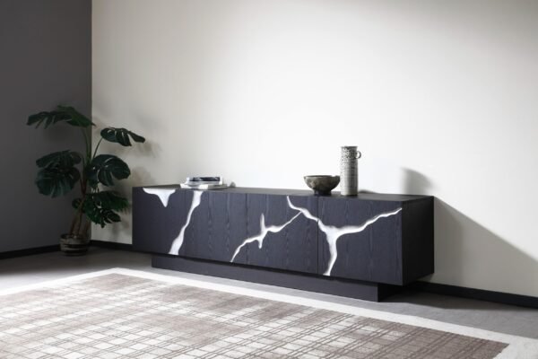 Modrest Aspen - Modern Matte Brown Ash & Silver TV Stand