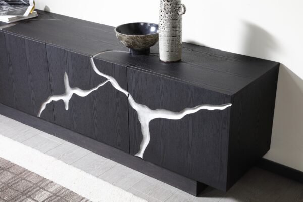 Modrest Aspen - Modern Matte Brown Ash & Silver TV Stand - Image 3