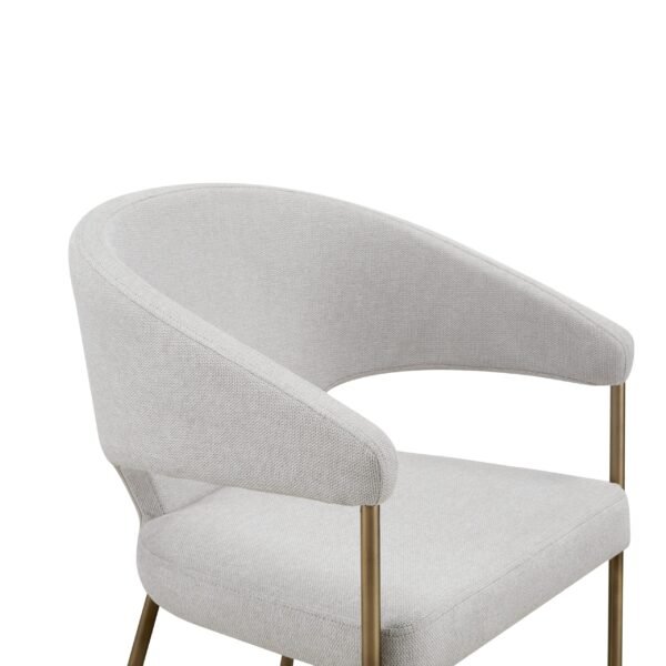 Modrest Claudine - Modern Off-White Fabric & Brass Dining Chair - Image 3