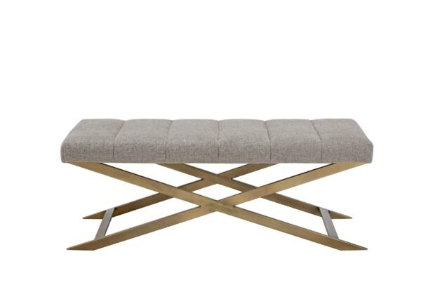 Modrest Xane - Contemporary Grey Fabric & Brushed Brass Bench