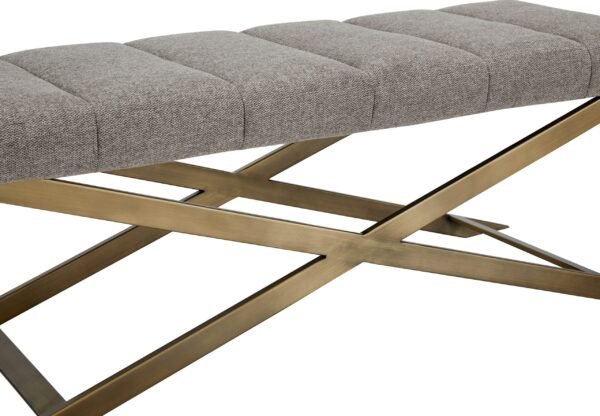 Modrest Xane - Contemporary Grey Fabric & Brushed Brass Bench - Image 3