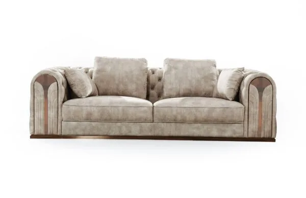 Divani Casa Dosie - Transitional Beige Velvet Sofa Set - Image 4