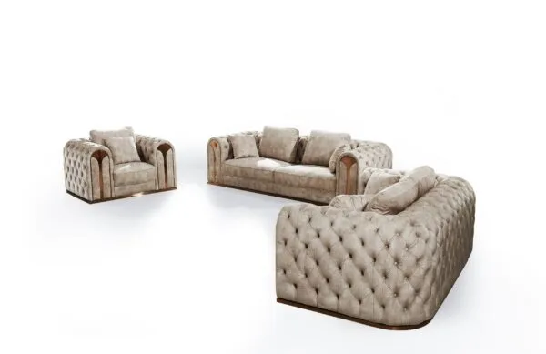 Divani Casa Dosie - Transitional Beige Velvet Sofa Set