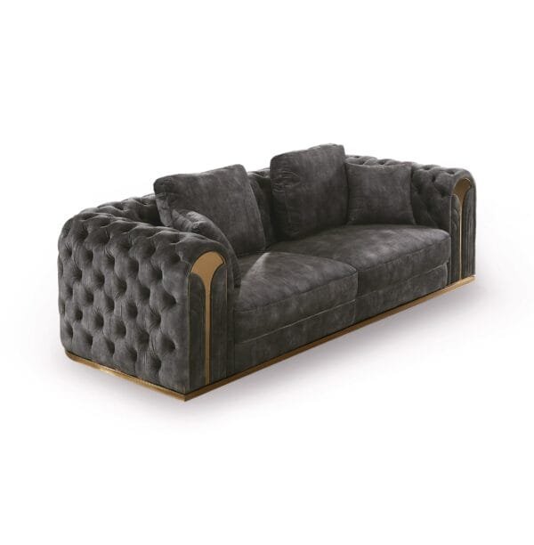 Divani Casa Dosie - Transitional Grey Velvet Sofa Set - Image 5