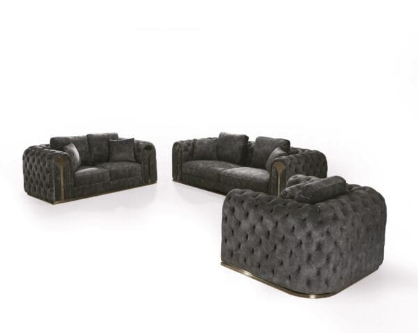 Divani Casa Dosie - Transitional Grey Velvet Sofa Set - Image 2
