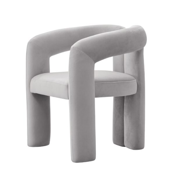 Modrest Mulgrew - Modern Light Grey Velvet Dining Chair - Image 2