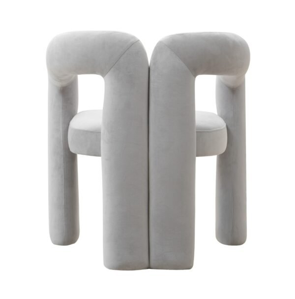 Modrest Mulgrew - Modern Light Grey Velvet Dining Chair - Image 3