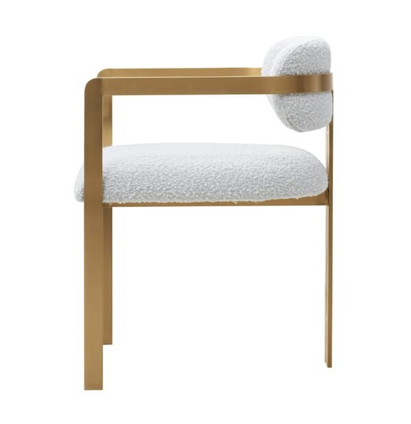 Modrest Feldon - Modern White Fabric + Gold Dining Chair - Image 2