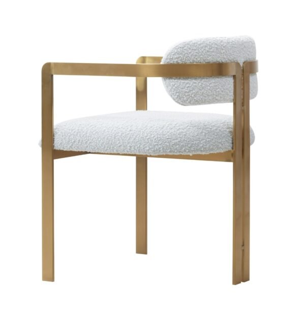 Modrest Feldon - Modern White Fabric + Gold Dining Chair - Image 3