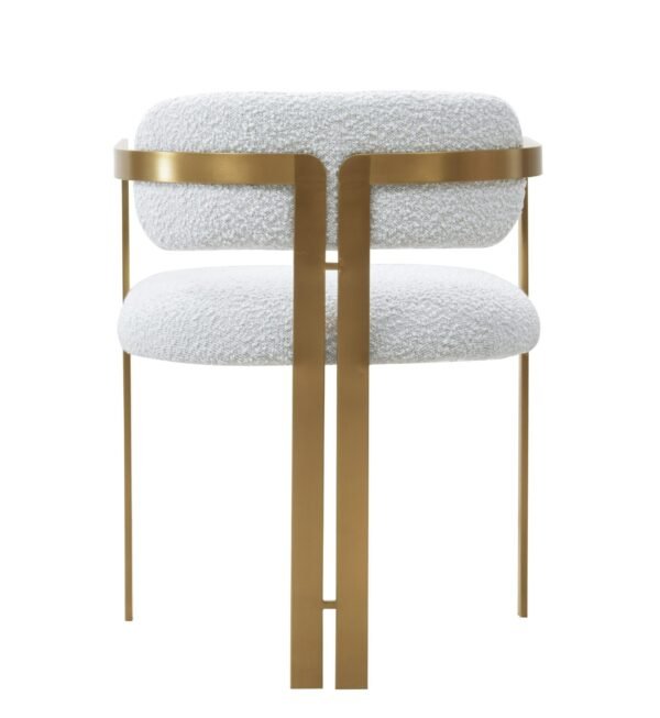 Modrest Feldon - Modern White Fabric + Gold Dining Chair - Image 4