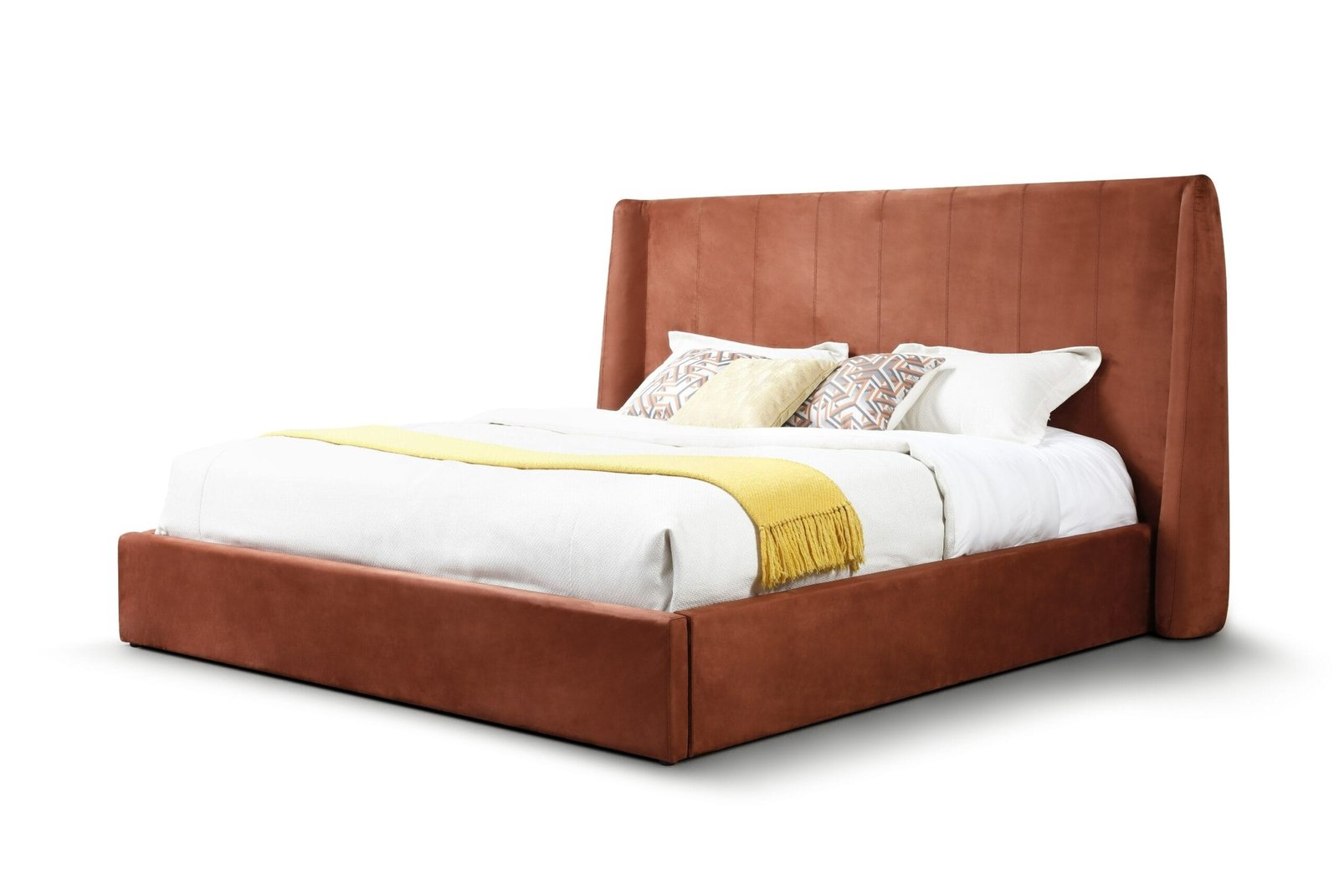 Modrest Roma - Modern Burnt Orange Microfiber Upholstered Bed 1 Modrest Roma - Modern Burnt Orange Microfiber Upholstered Bed