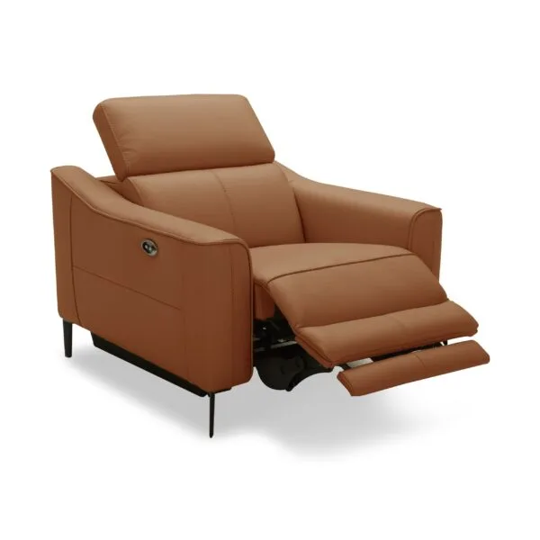 Divani Casa Eden - Modern Camel Leather Recliner Chair - Image 2