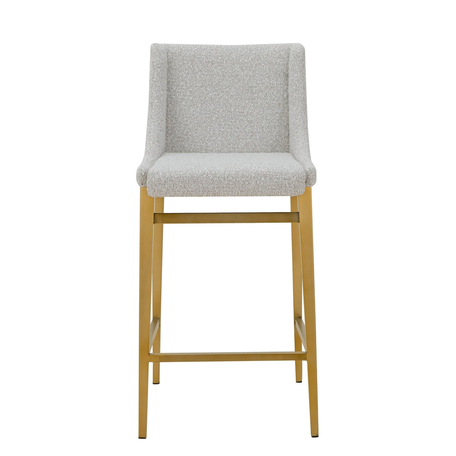 Modrest Mimi - Modern Light Grey Fabric + Antique Brass Counter Stool (Set of 2)