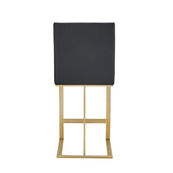 Modrest Frankie - Modern Dark Grey Vegan Lether + Antique Brass Counter Stool - Image 2