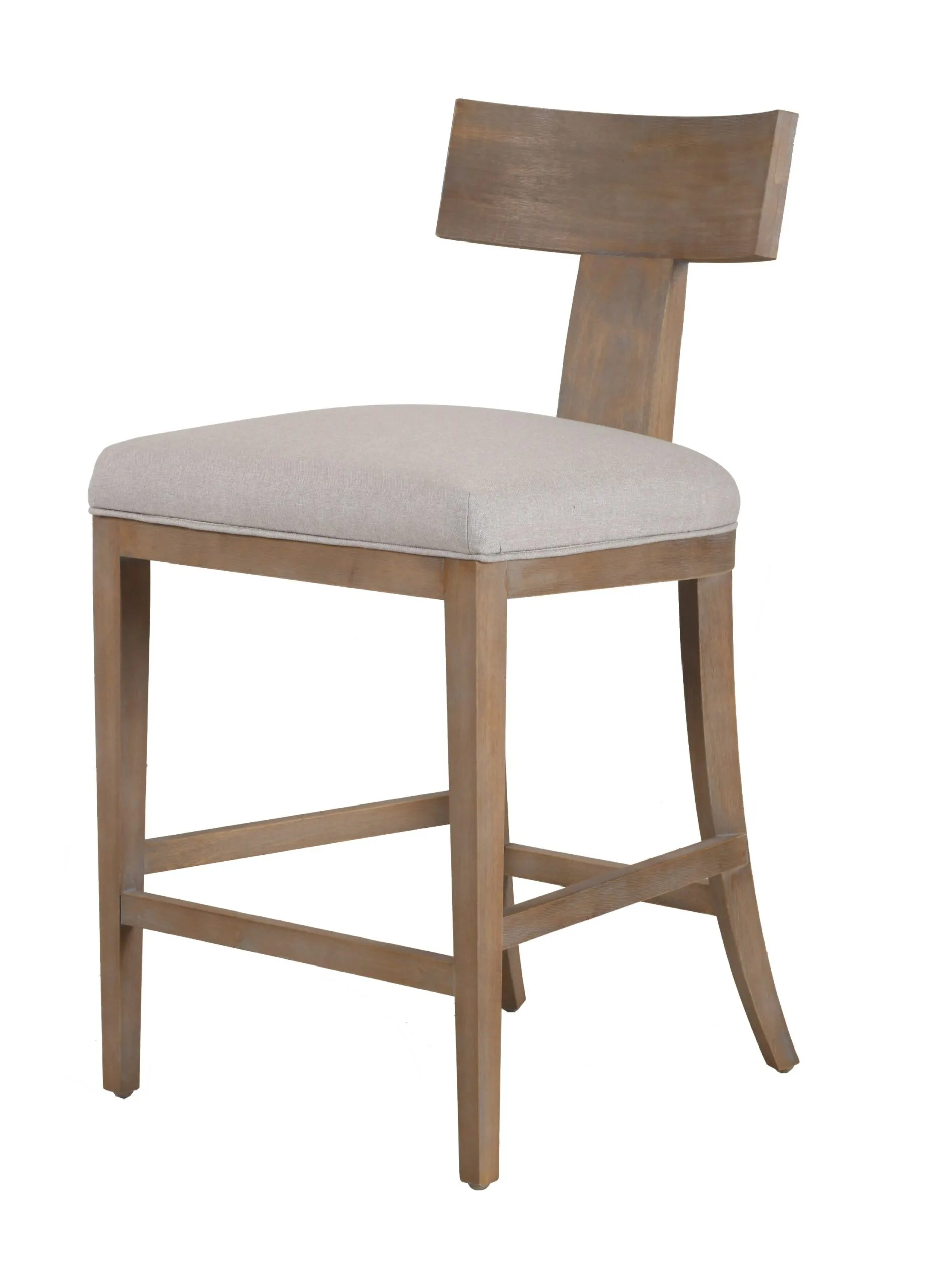 Modrest Fabien - Mid-Century Modern Beige Linen + Wood Counter Chair 1 Modrest Fabien - Mid-Century Modern Beige Linen + Wood Counter Chair