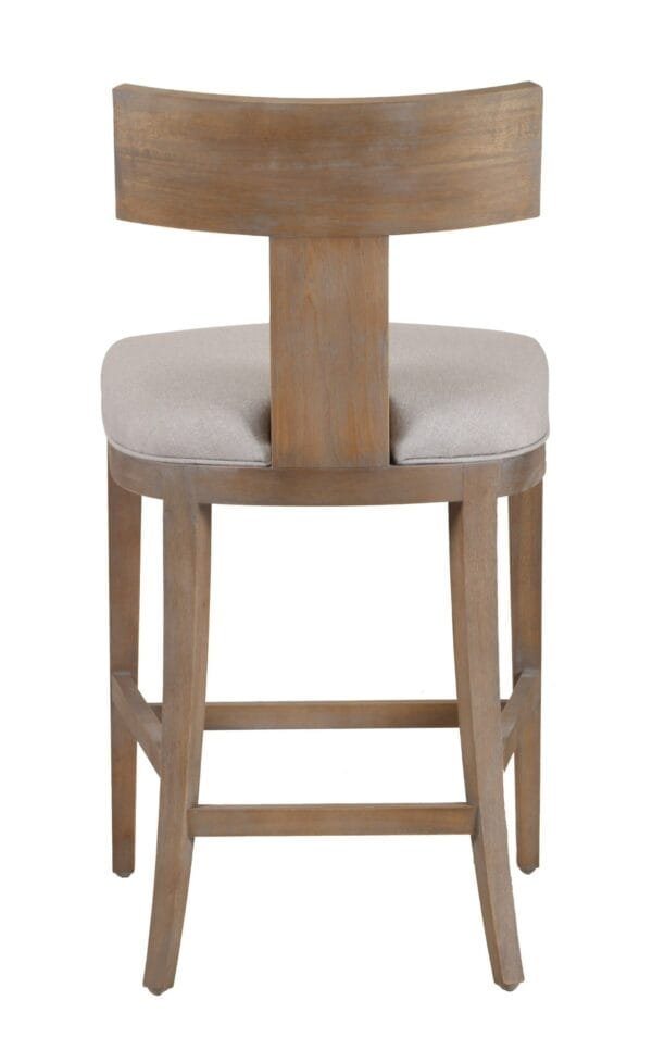 Modrest Fabien - Mid-Century Modern Beige Linen + Wood Counter Chair - Image 4