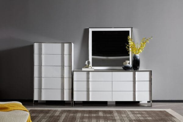 Modrest Cartier - Modern White + Stainless Steel Chest
