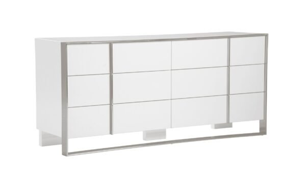 Modrest Cartier - Modern White + Stainless Steel Dresser - Image 5