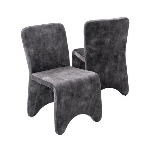 Modrest Ditka - Modern Grey Velvet Dining Chair (Set of 2) - Image 3