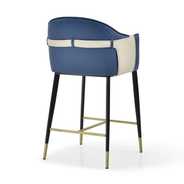 Modrest Calderon - Modern Blue & Beige Vegan Leather Counter Chair - Image 3