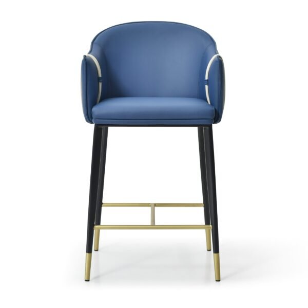 Modrest Calderon - Modern Blue & Beige Vegan Leather Counter Chair