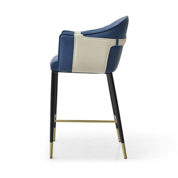 Modrest Calderon - Modern Blue & Beige Vegan Leather Counter Chair - Image 2