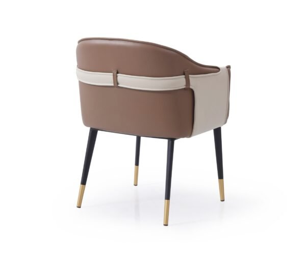 Modrest Calderon - Modern Brown & Beige Vegan Leather Dining Chair - Image 2