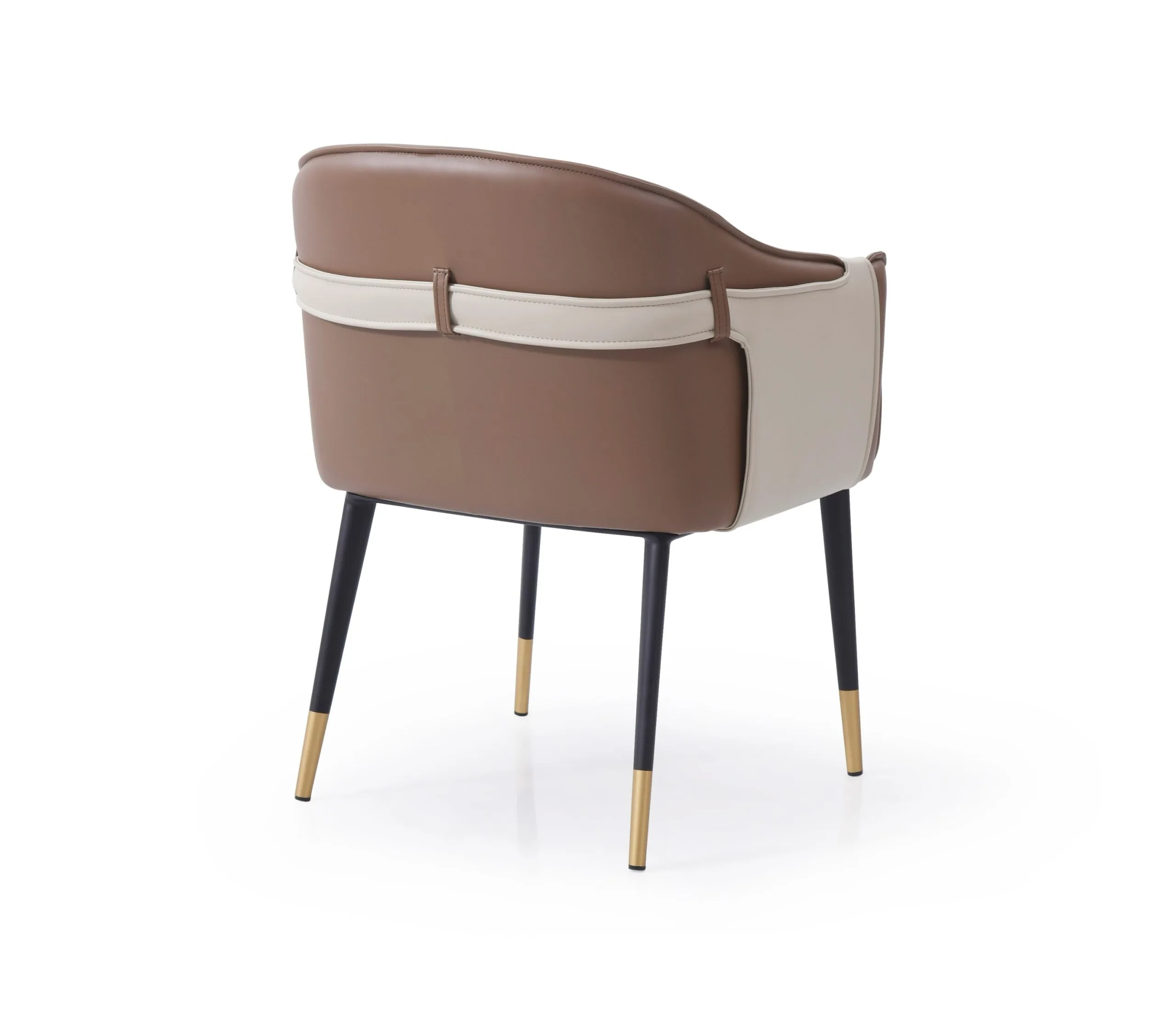 Modrest Calderon - Modern Brown & Beige Vegan Leather Dining Chair - Image 2