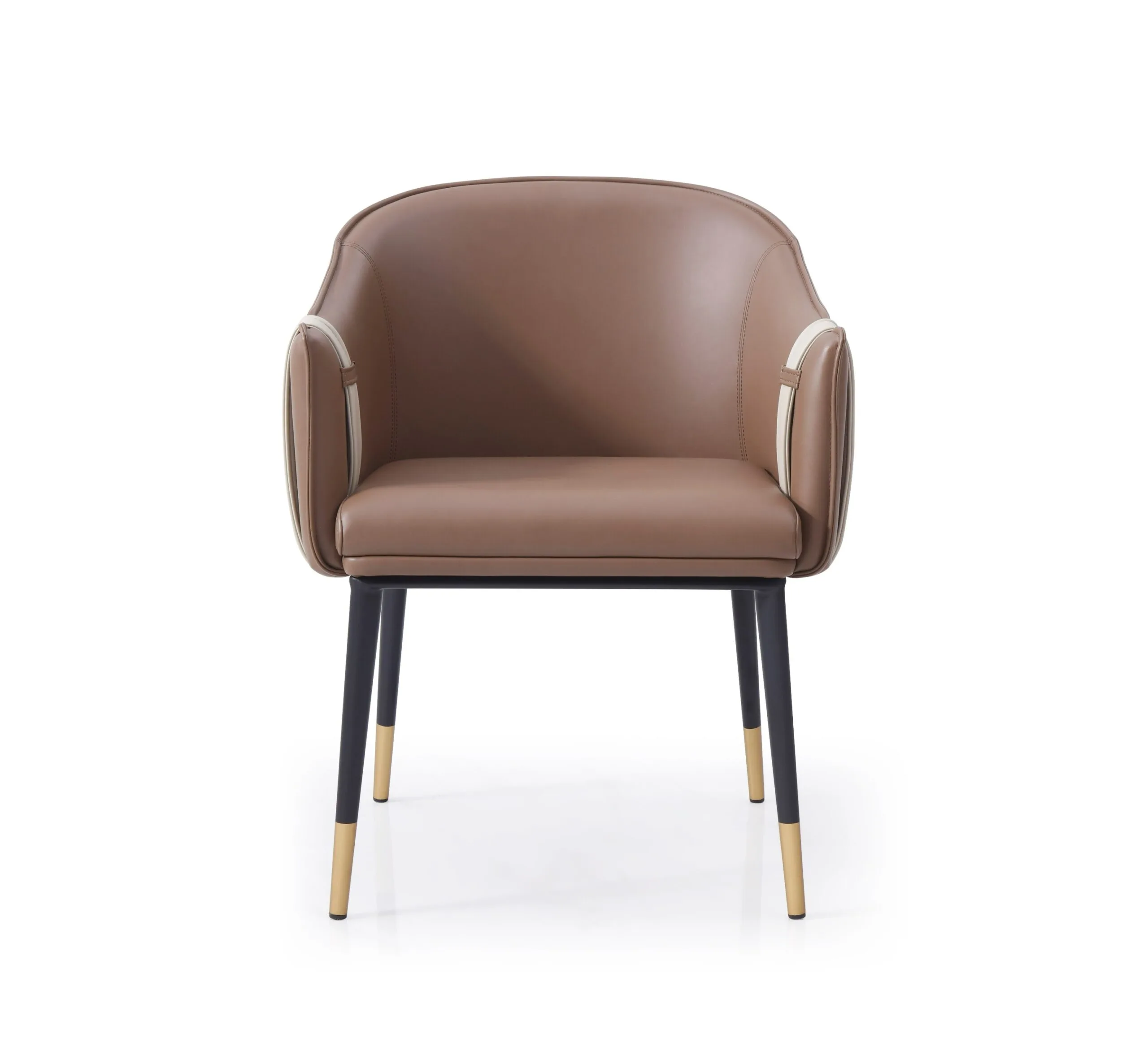 Modrest Calderon - Modern Brown & Beige Vegan Leather Dining Chair