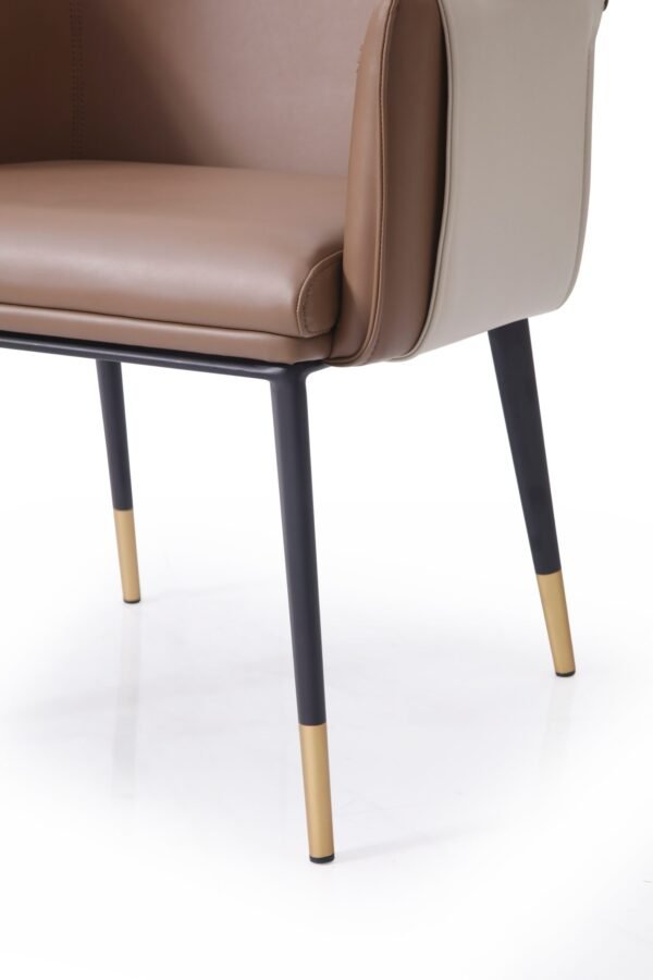 Modrest Calderon - Modern Brown & Beige Vegan Leather Dining Chair - Image 4