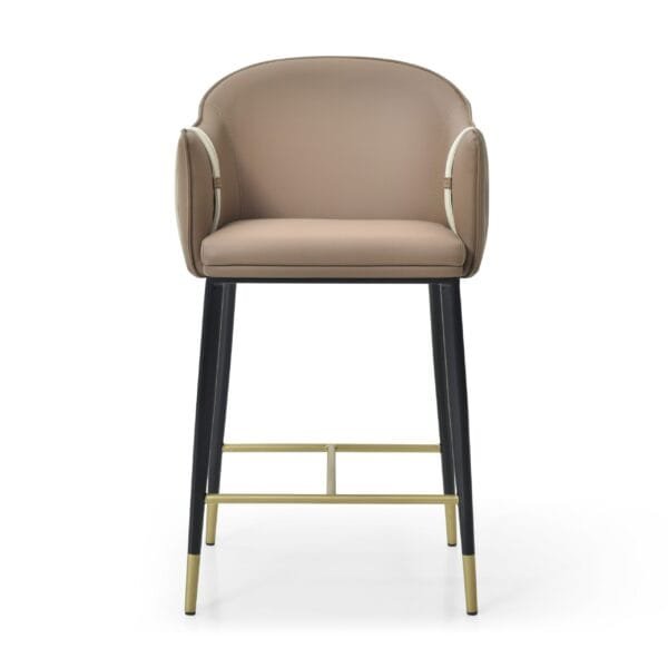 Modrest Calderon - Modern Brown & Beige Vegan Leather Counter Chair