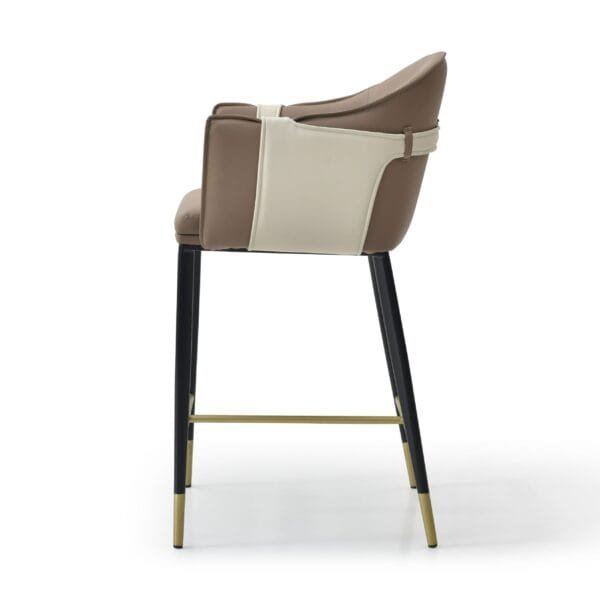 Modrest Calderon - Modern Brown & Beige Vegan Leather Counter Chair - Image 2