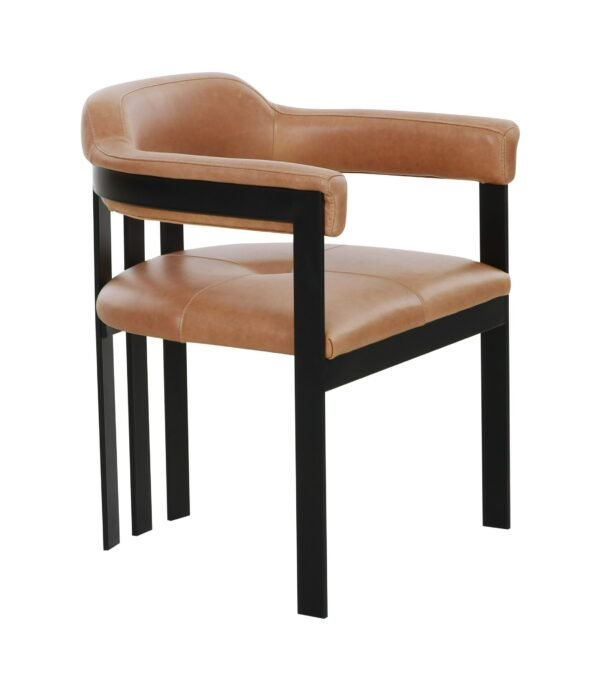 Modrest Hazen - Modern Camel Leather + Black Iron Dining Chair