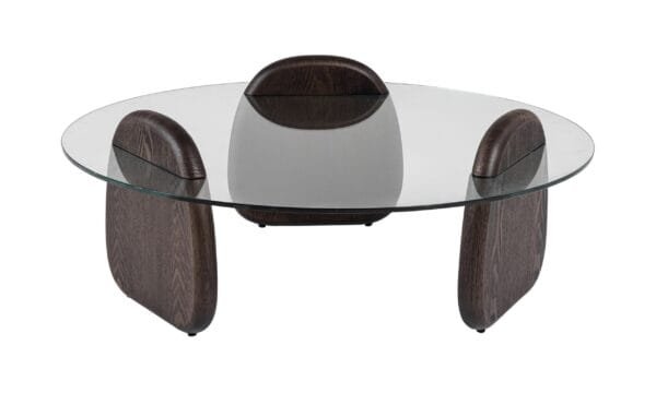 Modrest Buxton - Mid-Century Modern Glass + Dark Walnut Coffee Table - Image 4