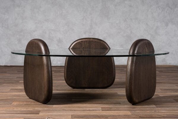 Modrest Buxton - Mid-Century Modern Glass + Dark Walnut Coffee Table - Image 5