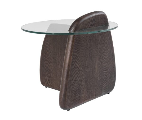 Modrest Buxton - Mid-Century Modern Glass + Dark Walnut End Table - Image 2