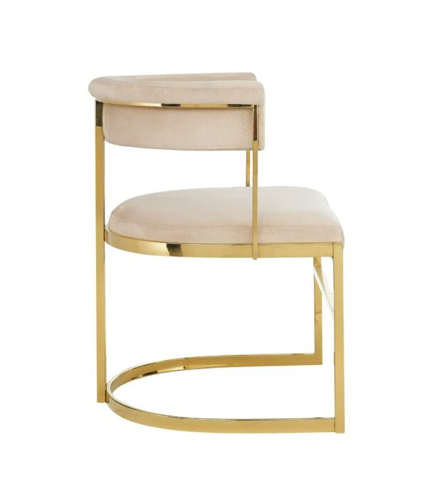 Modrest Munith - Modern Beige Velvet + Gold Dining Chair - Image 2