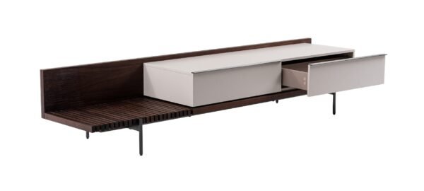 Modrest Colima - Modern Matte Beige + Walnut TV Stand - Image 4