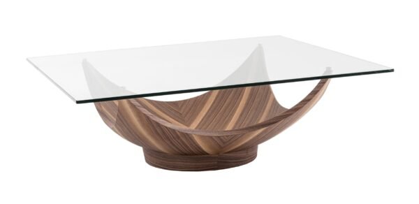 Modrest Sunset - Contemporary Glass + Walnut Square Coffee Table - Image 3