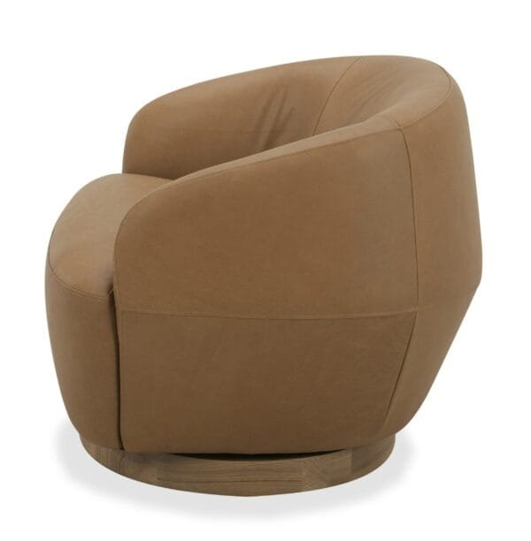 Divani Casa Agatha - Modern Tan Leather Swivel Accent Chair - Image 2