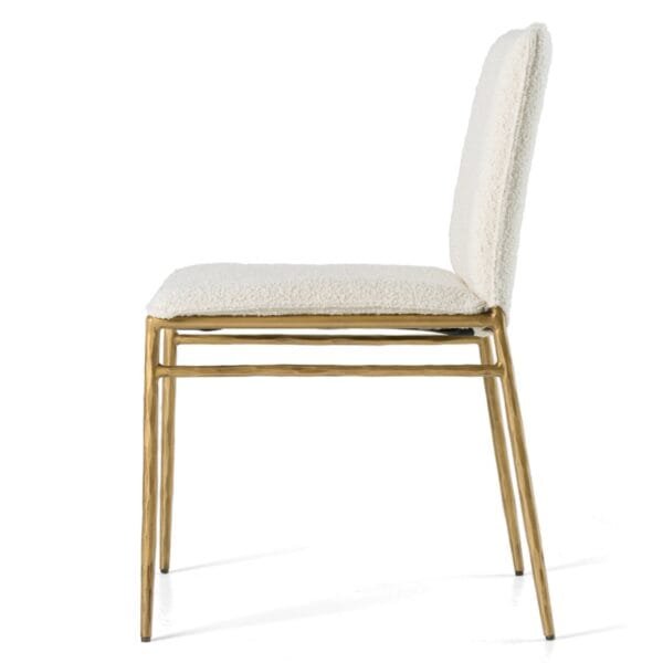 Modrest Atlanta - Modern Off-White Fabric & Brass Dining Chair - Image 3