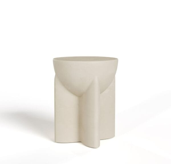 Modrest Elsa - Modern Beige Concrete Round End Table - Image 3