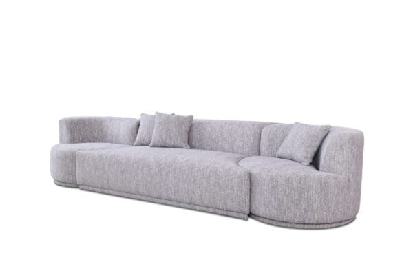 Divani Casa Beau - Modern Light Grey Fabric Sectional Sofa With 2 Swirling Chair - Image 2