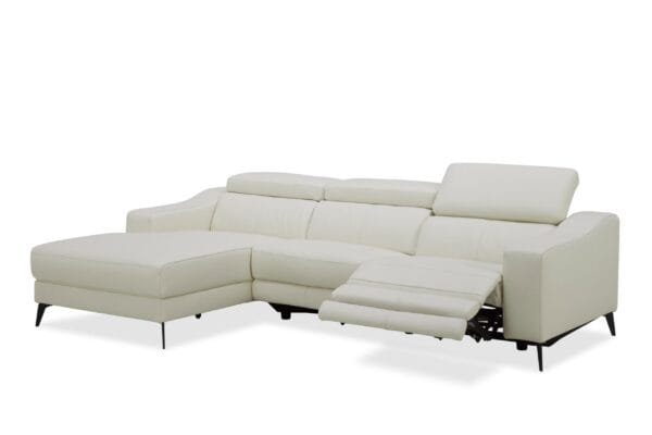 Modrest Rampart - Modern L-Shape LAF White Leather Sectional Sofa with 1 Recliner - Image 5