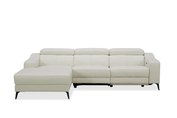 Modrest Rampart - Modern L-Shape LAF White Leather Sectional Sofa with 1 Recliner - Image 3